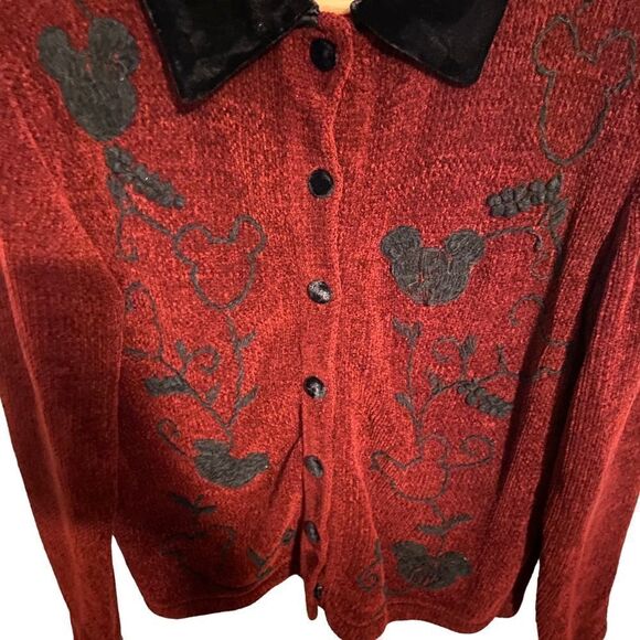 Vintage Disney Store Parks Mickey Mouse Floral Print Cardigan Sweater in Size M - Picture 5 of 7